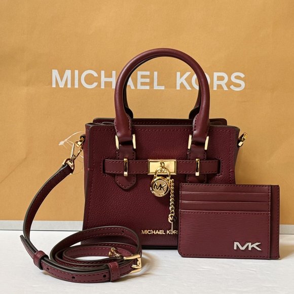 Michael Kors Hamilton XS MINI Satchel Crossbody Bag + Wallet Dark Cherry - Picture 1 of 7